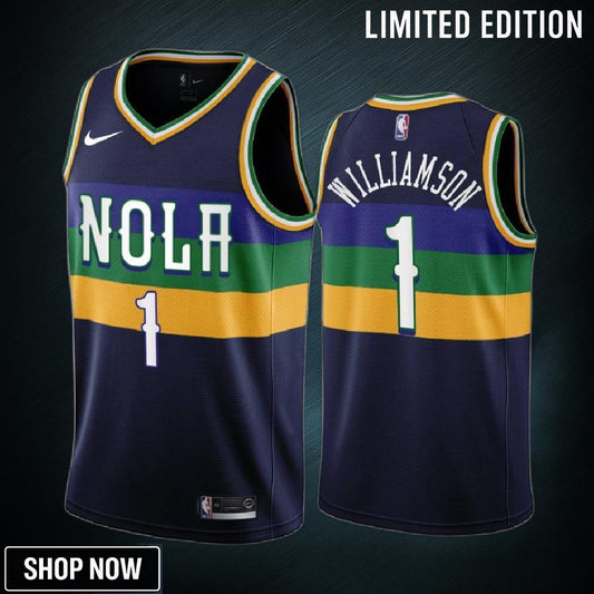 -23 New Orleans Pelicans Zion Williamson 1 Navy City Edition Jersey