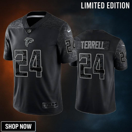A.j. Terrell 24 Atlanta Falcons Black Reflective Limited Jersey - Men